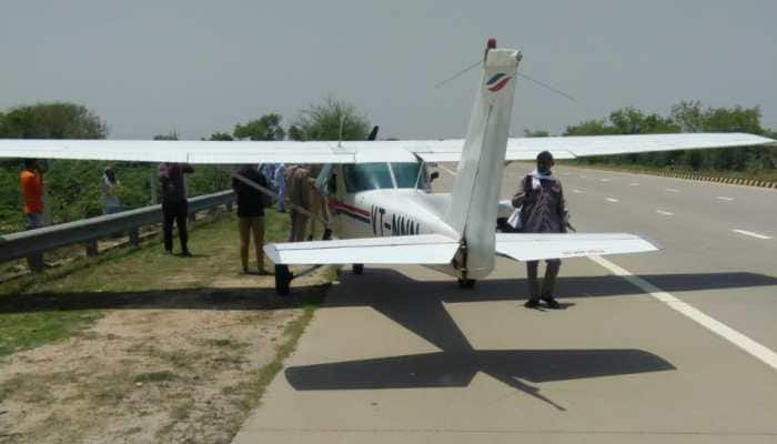 Watch: Two-seater plane makes emergency landing on Noida-Agra Yamuna Expressway