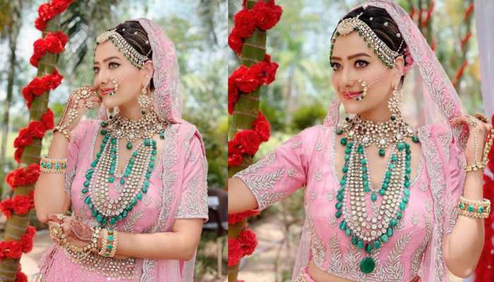 Stunning Brides Who Wore Pink Lehenga With Emerald Jewelry