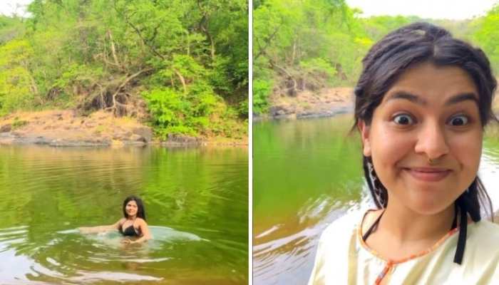 Taarak Mehta Ka Ooltah Chashmah's Nidhi Bhanushali aka Sonu stuns in bikini, shows off her 'jungle girl' avatar - Watch Taarak Mehta Ka Ooltah Chashmah's Nidhi Bhanushali aka Sonu stuns in bikini, shows off her 'jungle girl' avatar - Watch