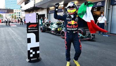 Azerbaijan Grand Prix: Sergio Perez records second career win after Red Bull teammate Max Verstappen crashes