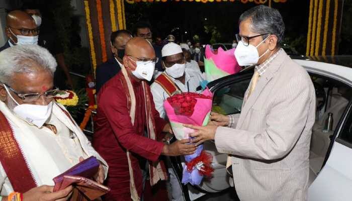 CJI NV Ramana visits Tirumala temple, receives warm welcome