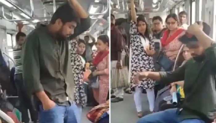 Man uses hilarious trick to get seat in crowded metro train, video goes viral - Watch