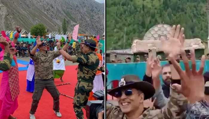 Akshay Kumar shakes a leg with BSF Jawans, locals during his Jammu &amp; Kashmir visit - Watch!