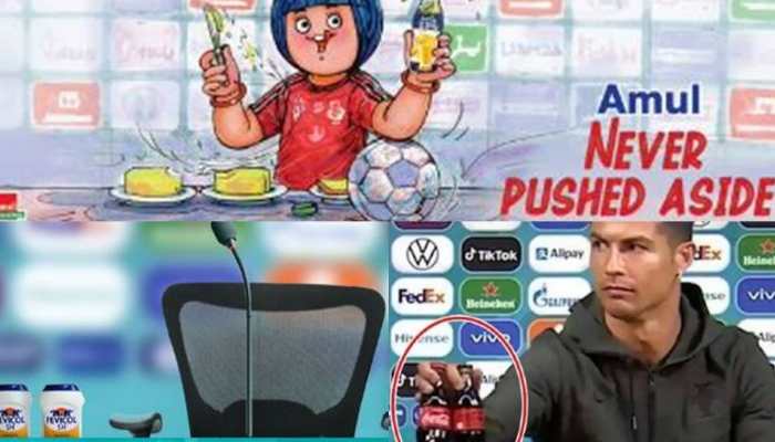 Fevicol, Amul come up with hilarious take on &#039;Cristiano Ronaldo removing soda bottle&#039; event - See here