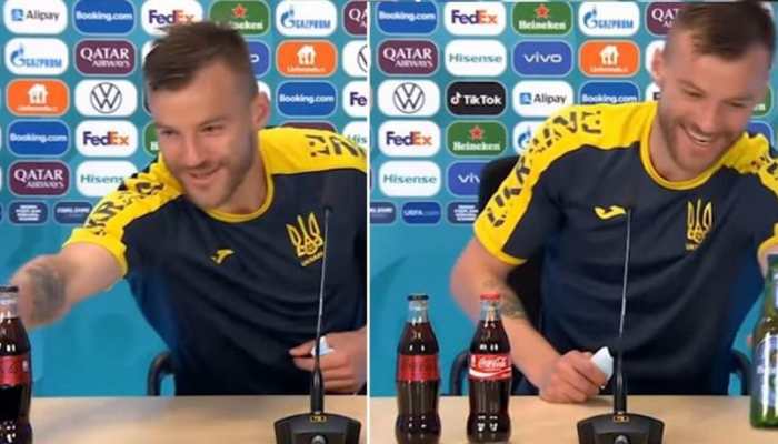 &#039;I saw Cristiano Ronaldo doing this&#039;: Ukraine&#039;s Andriy Yarmolenko joins bottle bad boys at UEFA Euro 2020 - WATCH