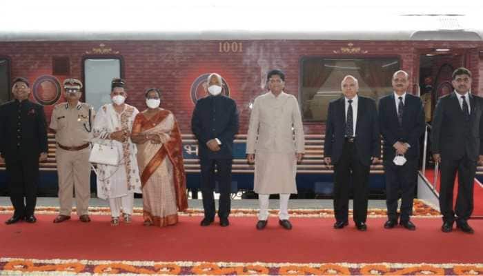 President Ram Nath Kovind travels on a special presidential train to Kanpur, UP
