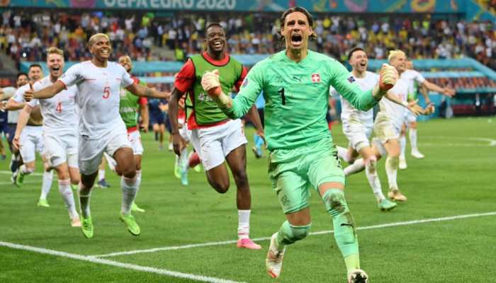 Switzerland goalkeeper Yann Sommer celebrates his side's win over world champions France in the UEFA Euro 2020 round of 16 clash. (Source: Twitter)