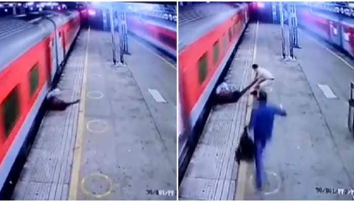 RPF constable saves passenger&#039;s life who fell while trying to get off moving train in Mumbai