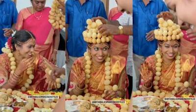 Golgappa bride! Woman surprises everyone by wearing crown of her favourite snack, WATCH viral video