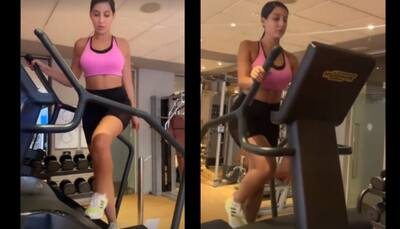 Nora Fatehi gives weekend workout inspiration, looks stunning in a pink sports bra and black biker shorts!