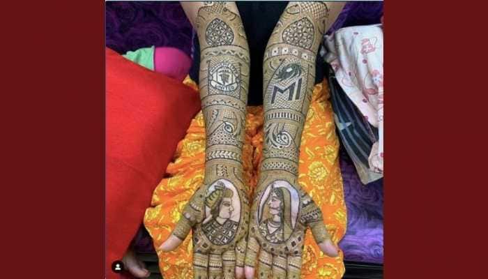 Sporty Bride! Woman gets Manchester United and Mumbai Indians logos on her Mehendi ceremony