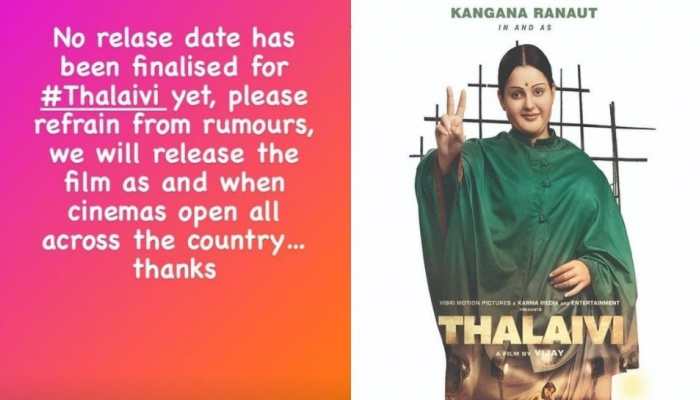 Kangana Ranaut rubbishes rumours about Thalaivi's new release date, says ‘no date finalized yet’