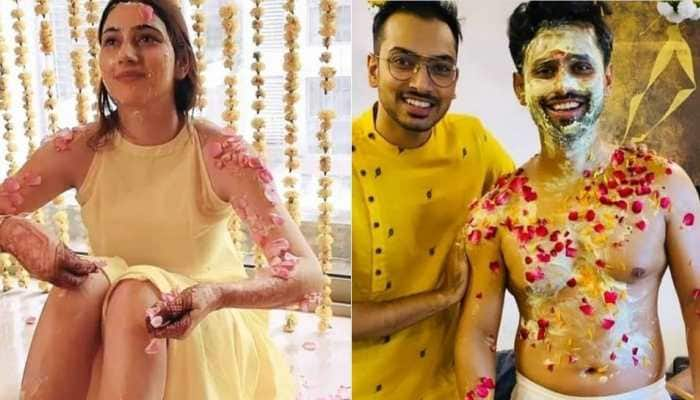 &#039;Dishul&#039; wedding: Rahul Vaidya-Disha Parmar&#039;s haldi ceremony pics are out and they&#039;re glorious!