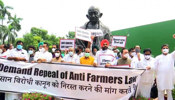 Congress MPs to protest in front of Gandhi&#039;s statue in Parliament over farmers agitation, Pegasus issue