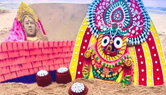 On Niladri Bije, Sudarsan Pattnaik&#039;s sand art of Lord Jagannath offering Rasagola to Goddess Mahalakshmi is priceless!