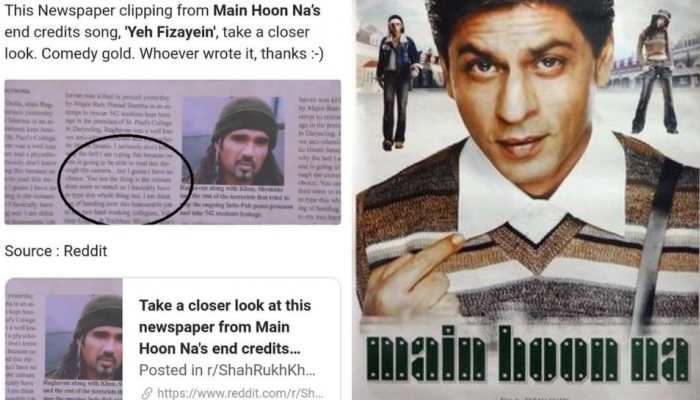 Viral: Netizens find &#039;comedy gold&#039; in close-up pic of newspaper from Shah Rukh Khan&#039;s Main Hoon Na!
