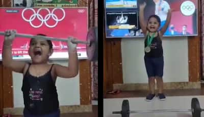 Adorable girl does stunning imitation of Mirabai Chanu’s Olympics Silver Medal Lift, leaves netizens in awe