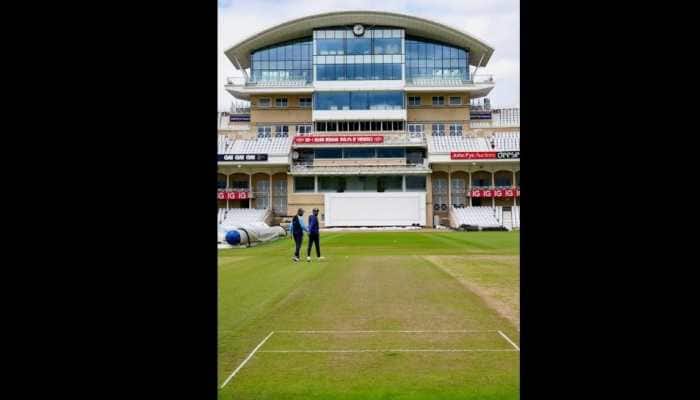 A view of the Trent Bridge pitch a couple of days before the first Test between India and England in Nottingham. (Source: Twitter)