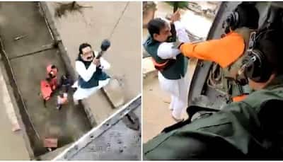 Madhya Pradesh Home Minister Narottam Mishra gets stuck in flood-hit Datia village, airlifted by IAF chopper