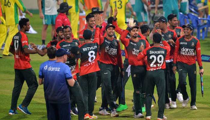 Bangladesh after completing a 60-run win over Australian in the fifth T20. (Source: Twitter)
