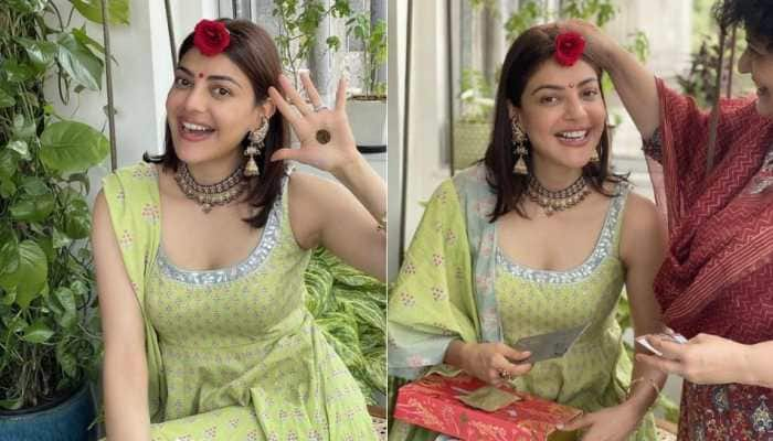 Kajal Aggarwal celebrates her first Teej after wedding, flaunts her Mehendi design!