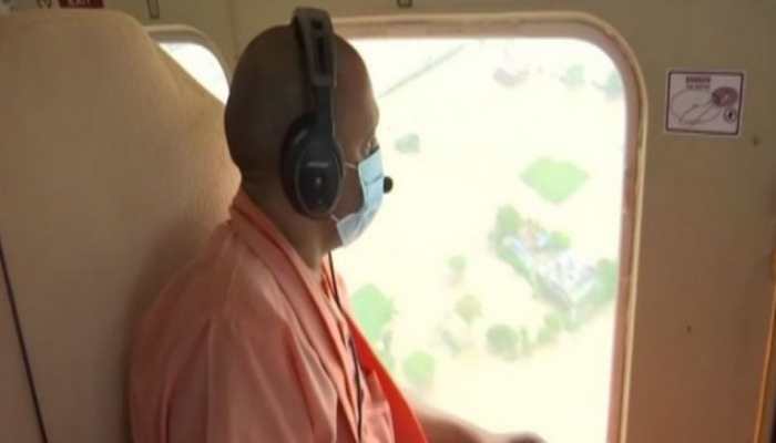 UP CM Yogi Adityanath conducts aerial survey in Ghazipur, meets flood victims