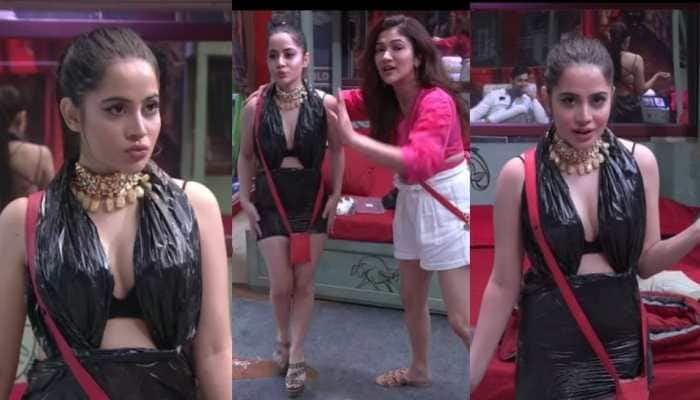 Bigg Boss OTT: Nominated contestant Urfi Javed goes a notch higher, creates dress out of garbage bags!
