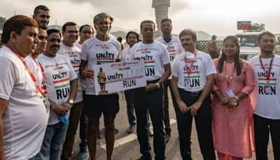 Milind Soman finishes 8-day barefoot run at Statue of Unity