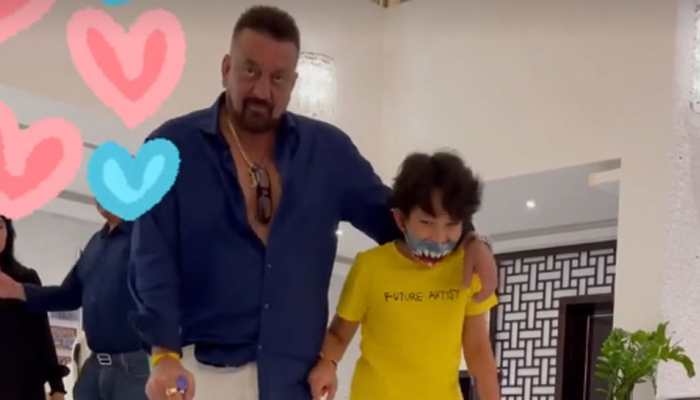 Sanjay Dutt walks arm-in-arm with son Shahraan in this cute video made by Maanayata Dutt - Watch