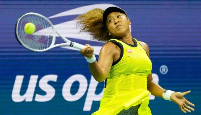 No. 3 seed Naomi Osaka of Japan returns to Marie Bouzkova of Czech Republic in their opening round match of US Open 2021 in New York. (Photo: Reuters)