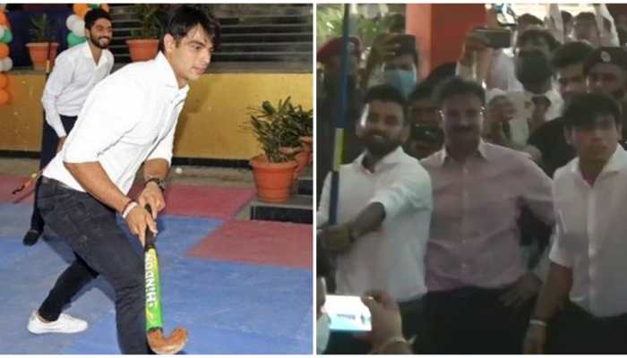 Neeraj Chopra joins Indian hockey team in friendly game, imparts javelin lessons to skipper Manpreet Singh - watch video