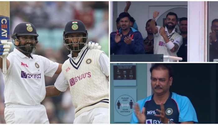 Rohit Sharma&#039;s ton pump up the dressing room atmosphere, see how Virat Kohli and Ravi Shastri celebrated - WATCH video