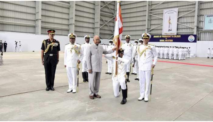Indian Naval Aviation receives prestigious President&#039;s Colour in Goa