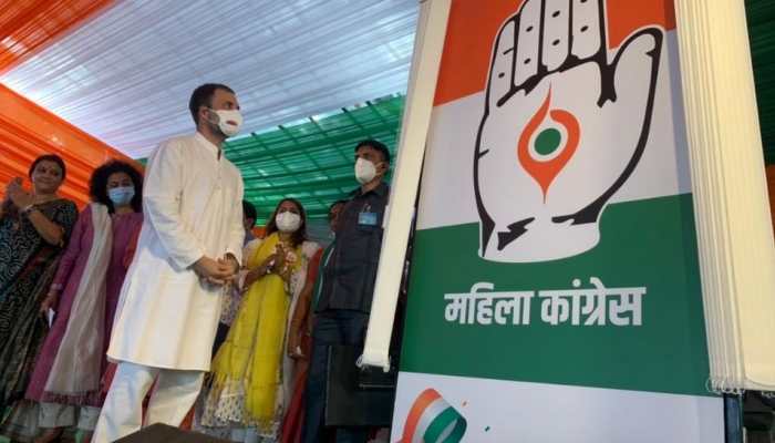 Congress leader Rahul Gandhi unveils new logo of All India Mahila Congress