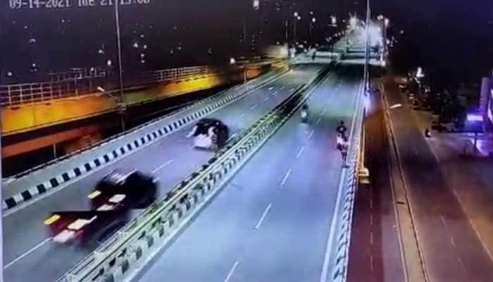 Caught on camera: Two people die after speeding car tosses them off flyover in Bengaluru 