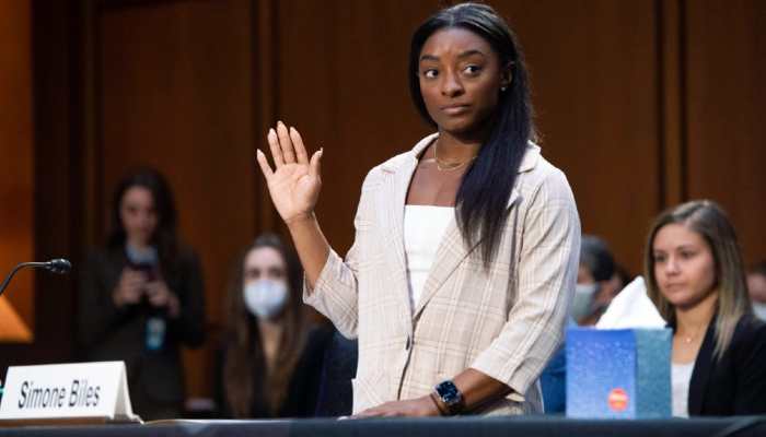 Simone Biles opens up on sexual abuse by former team doctor Larry Nassar, holds back tears