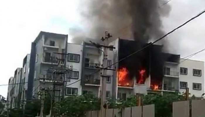 HORRIFYING video: Bangalore woman caught in apartment fire, dies