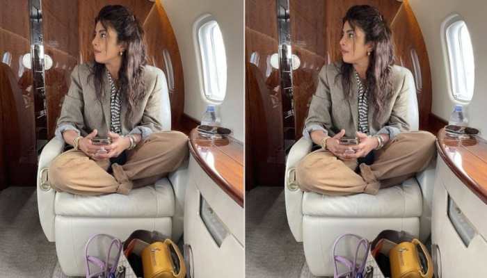 Priyanka Chopra’s picture sitting cross legged in a private jet goes viral, fans call her ‘India wale’ – See pic! 