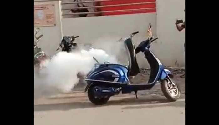 Electric scooter in Hyderabad catches fire after emitting dense smoke: Watch viral video