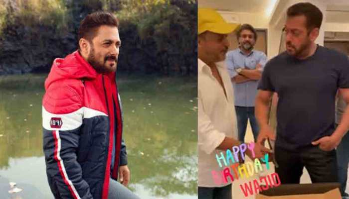 Salman Khan cuts cake on Wajid Khan's birth anniversary with his brother Sajid, rumoured girlfriend Iulia Vantur