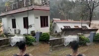 House collapses into river after heavy rainfall in Kerala, watch video