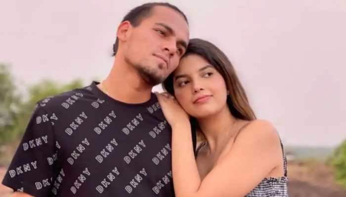 Rahul Chahar with his fiance Ishani