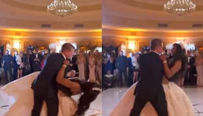 Falling in love! Bride and Groom fall on stage while dancing on their wedding day- Watch viral video