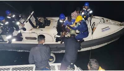 Indian Coast Guard rescues 2 fishermen after mid-sea collision of fishing boat and Merchant vessel 