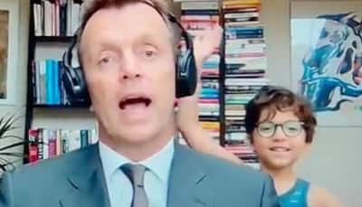 Kid crashes father’s live interview on TV, check news host's reaction in viral video- Watch