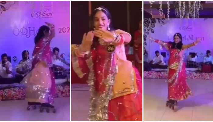 Woman performs Rajasthani folk dance in traditional attire on skates, internet goes crazy - Watch