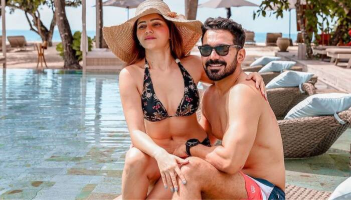 Abhinav Shukla shares sizzling photo of himself and Rubina Dilaik by the pool, Nikki Tamboli reacts