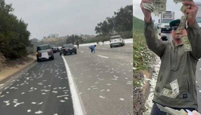 Viral: Road full of cash! Truck spills notes on highway, watch what happens next