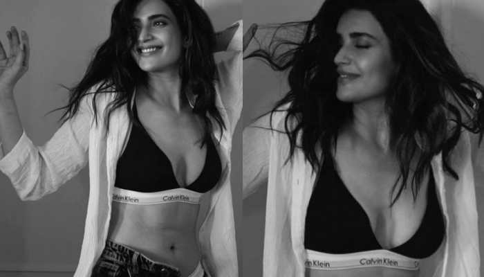 Karishma Tanna drops monochrome pics in Calvin Klein lingerie, fans can&#039;t keep calm!