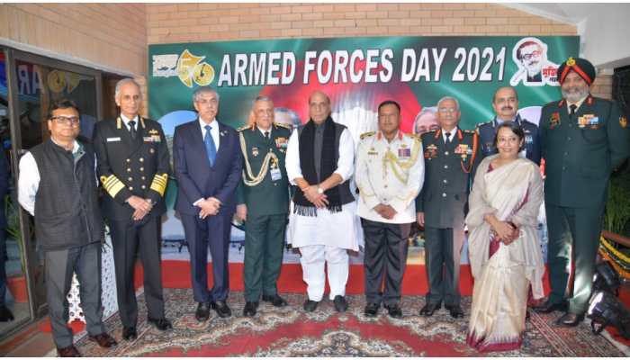 Defence minister Rajnath Singh visits Bangladesh High commission on country&#039;s Armed Forces Day